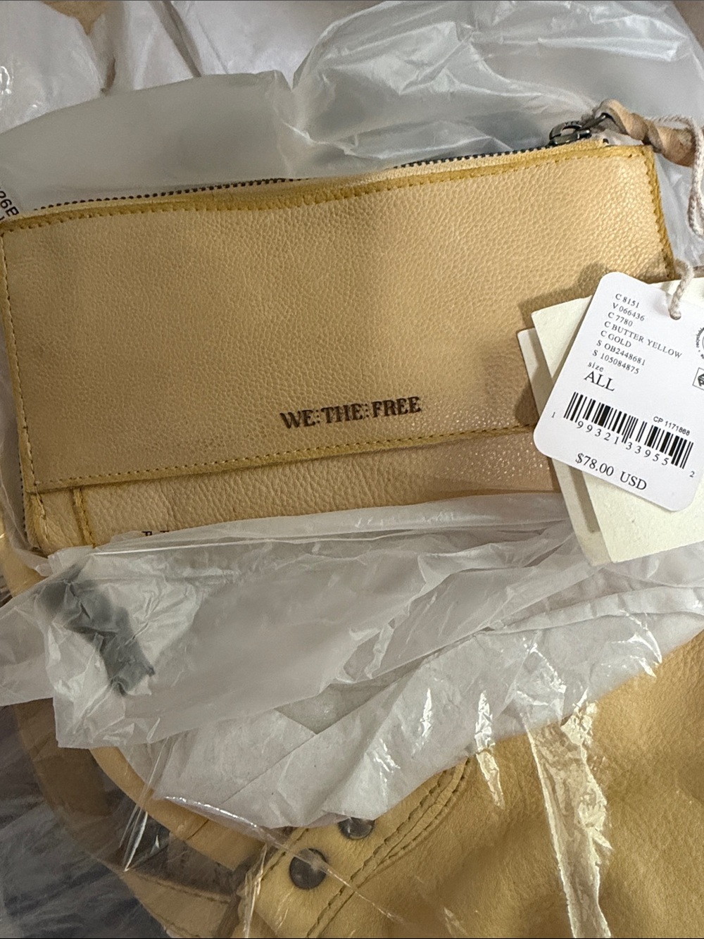 Rare Color Set!! We The Free Emerson Tote Butter Yellow with matching wallet!!! - Picture 4 of 4